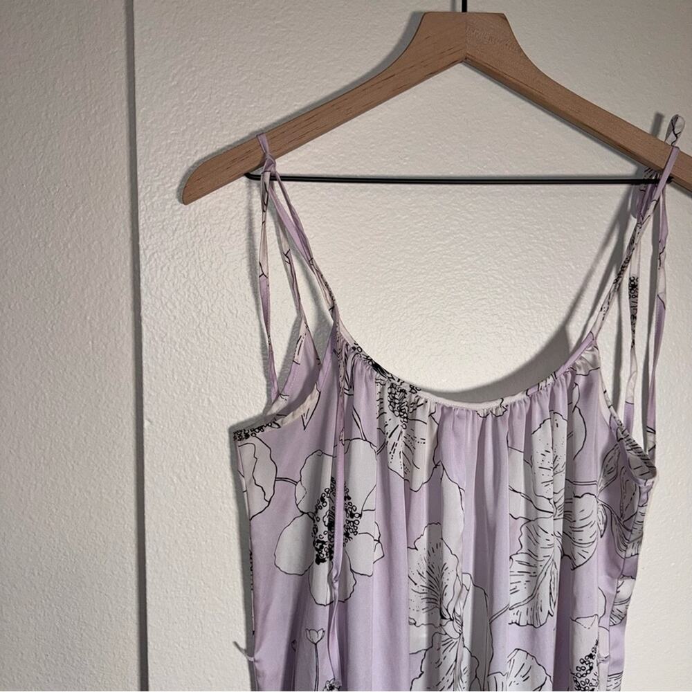 VICTORIAS SECRET Floral Satin Jumpsuit drop-waist harem pan w tie shoulders XS - Picture 4 of 5
